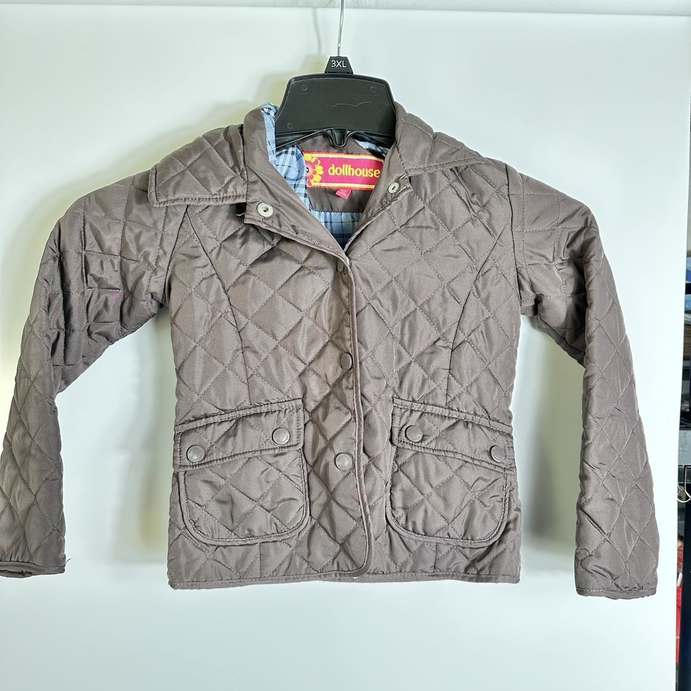 Vintage Dollhouse Girls Size Small (4) Brown Quilted Snap‎ Front Jacket Coat Y2K